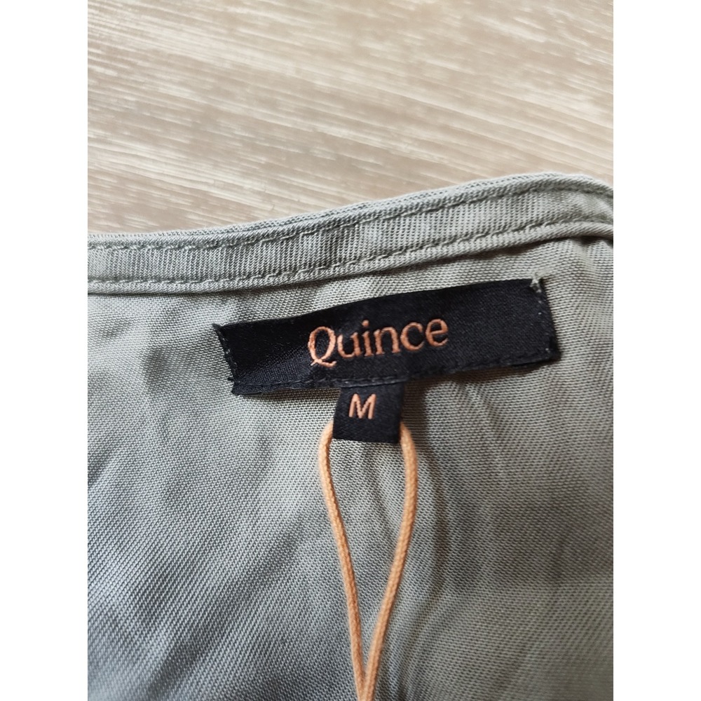 Quince Tencel Short Sleeve Mini Dress Olive Green Size Medium New With Tags - Picture 8 of 10